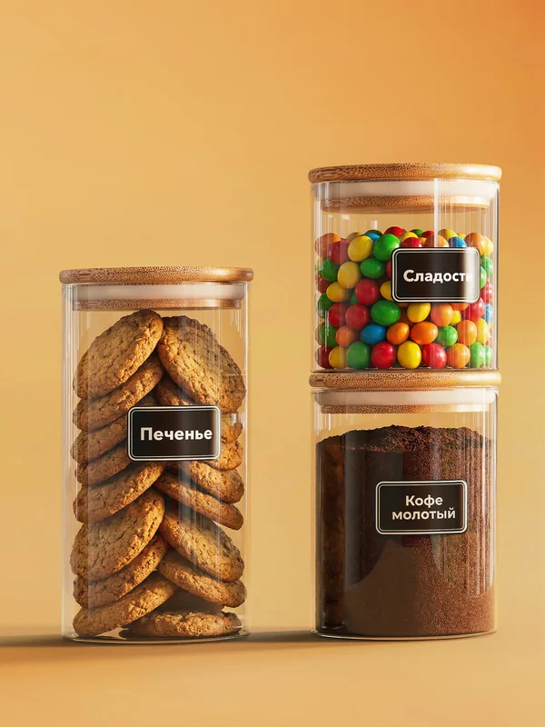 Airtight glass jars for grains