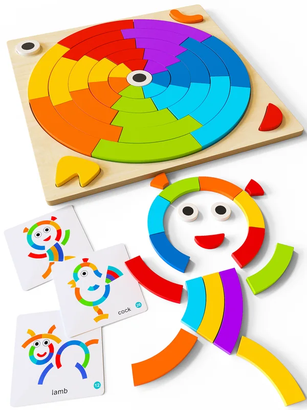 PRO100HOME · Round wooden Montessori tangram