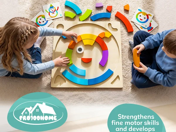 PRO100HOME · Round wooden Montessori tangram